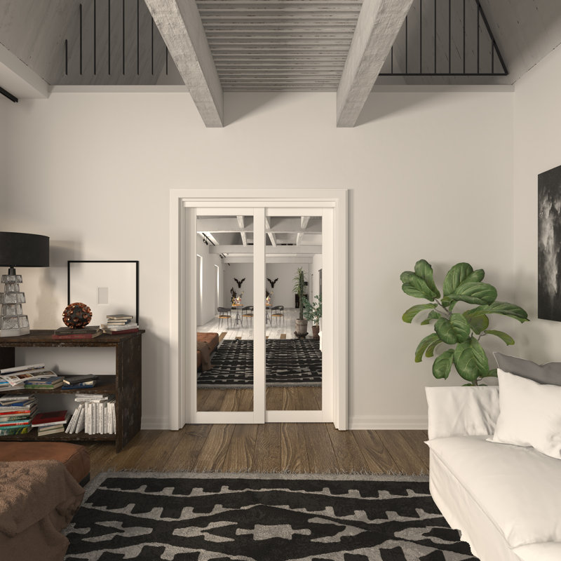 ARK DESIGN II Mirrored Sliding Closet Doors with Installation Hardware